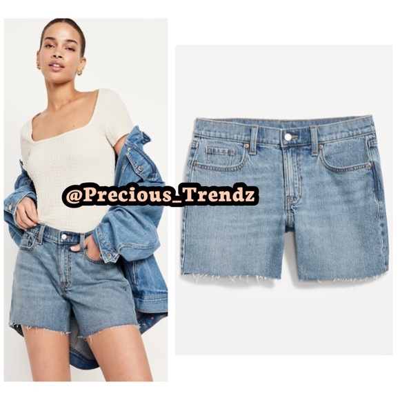 Old Navy Mid-Rise Boyfriend Cut-Off Jean Shorts 5” Inseam Plus Size 28 - Picture 2 of 3